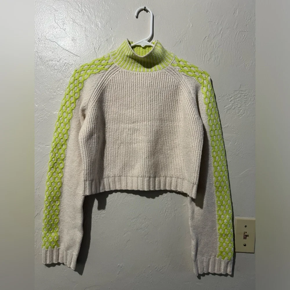 Women's Cream and Green Sweater